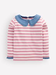 Boden Pink Collared Breton Jersey Top - Image 1 of 3
