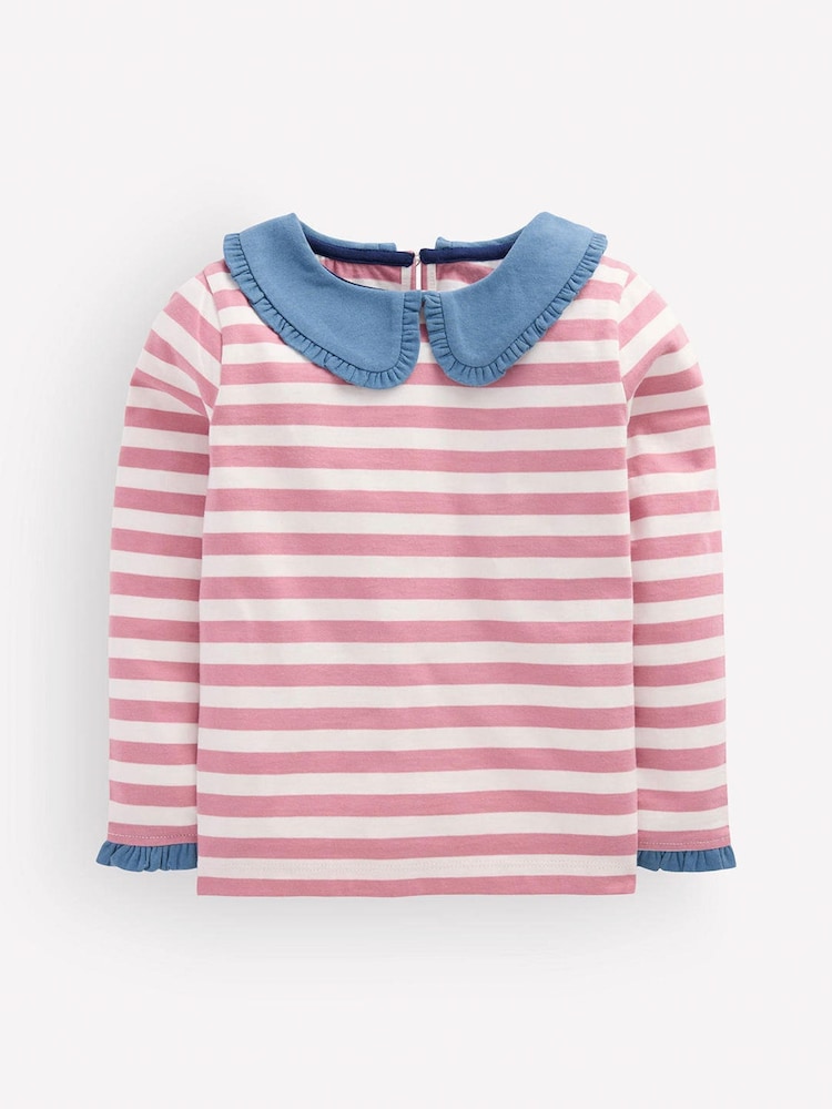 Boden Pink Collared Breton Jersey Top - Image 1 of 3 Boden Pink Collared Breton Jersey Top - Image 1 of 3