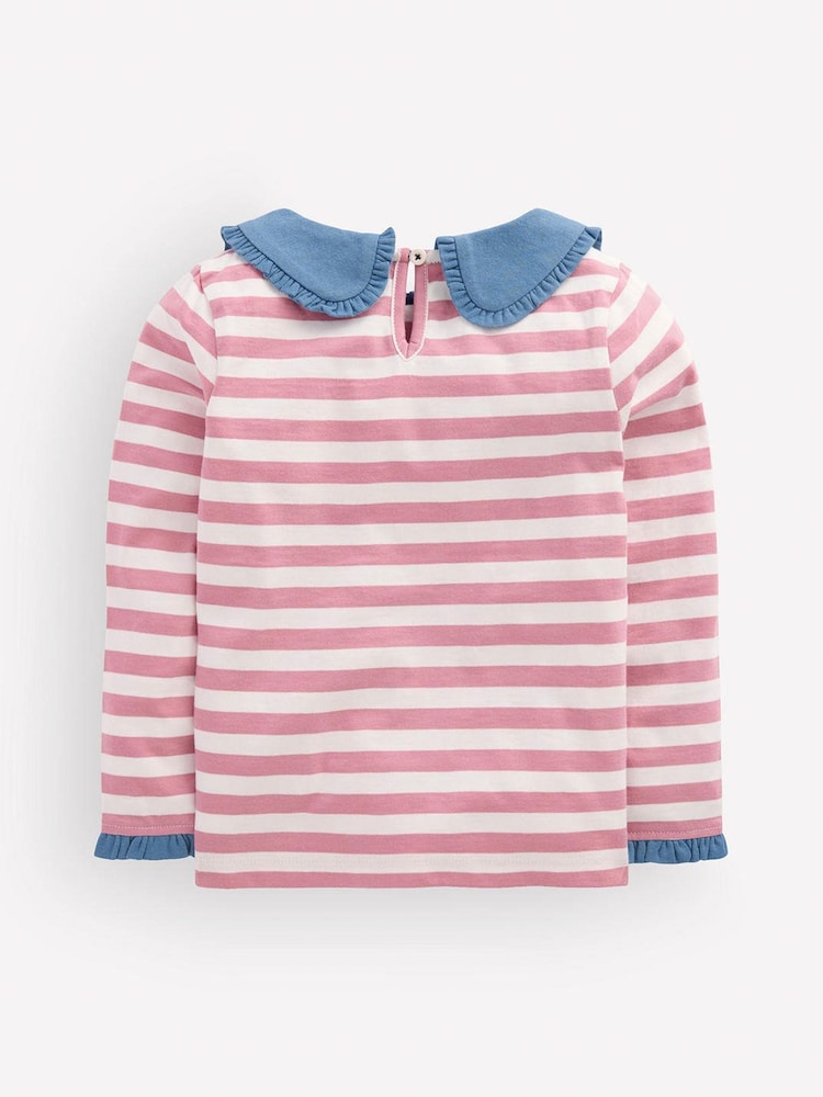 Boden Pink Collared Breton Jersey Top - Image 2 of 3 Boden Pink Collared Breton Jersey Top - Image 2 of 3