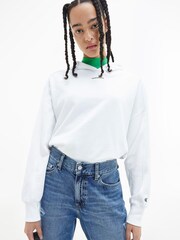 Calvin Klein Jeans White Micro Branding Hoody - Image 1 of 1