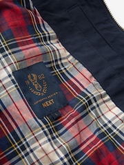 Navy Blue Shower Resistant Check Lining Harrington Jacket - Image 10 of 10