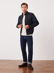 Navy Blue Shower Resistant Check Lining Harrington Jacket - Image 2 of 10