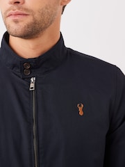 Navy Blue Shower Resistant Check Lining Harrington Jacket - Image 4 of 10