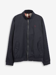 Navy Blue Shower Resistant Check Lining Harrington Jacket - Image 5 of 10