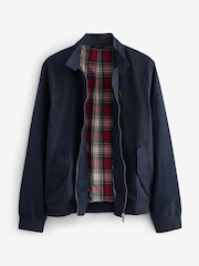 Navy Blue Shower Resistant Check Lining Harrington Jacket - Image 6 of 10