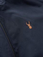 Navy Blue Shower Resistant Check Lining Harrington Jacket - Image 7 of 10