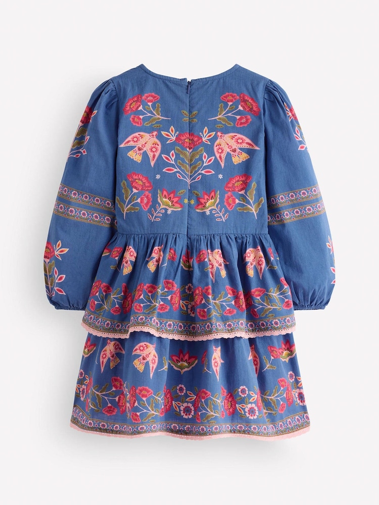 Boden Blue Printed Tiered Woven Dress - Image 2 of 3 Boden Blue Printed Tiered Woven Dress - Image 2 of 3