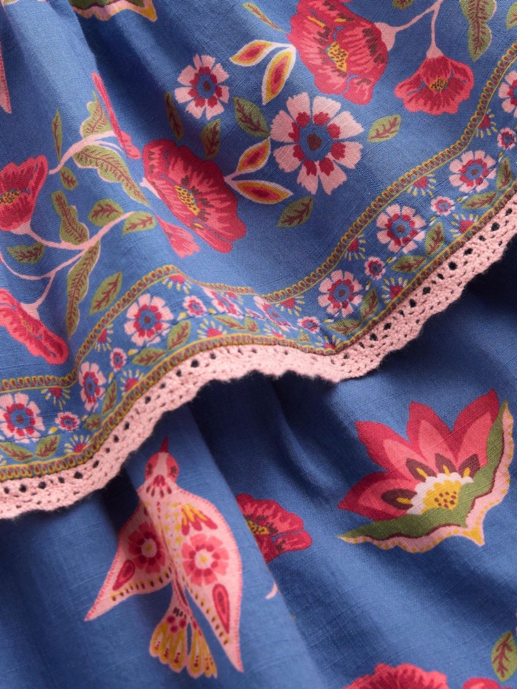 Boden Blue Printed Tiered Woven Dress - Image 3 of 3 Boden Blue Printed Tiered Woven Dress - Image 3 of 3