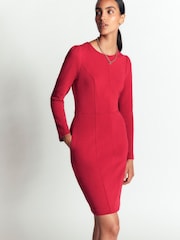 Boden Red Marla Cotton Blend Panel Dress - Image 2 of 4