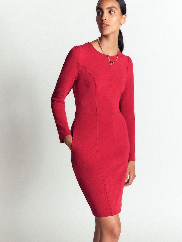 Boden Red Marla Cotton Blend Panel Dress - Image 2 of 4