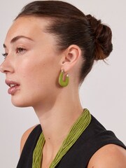 Lime Green Thread Wrap Hoop Earrings - Image 7 of 8