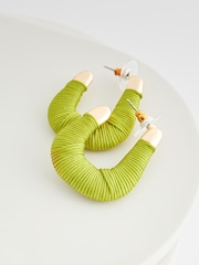 Lime Green Thread Wrap Hoop Earrings - Image 8 of 8