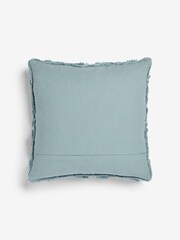French Connection Slate Blue 100% Cotton Diamond Tufted Cushion - Image 3 of 4