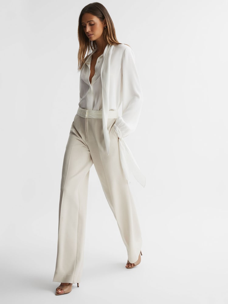 Reiss Nude Isla Leather Peep Toe Court Shoes - Image 2 of 5