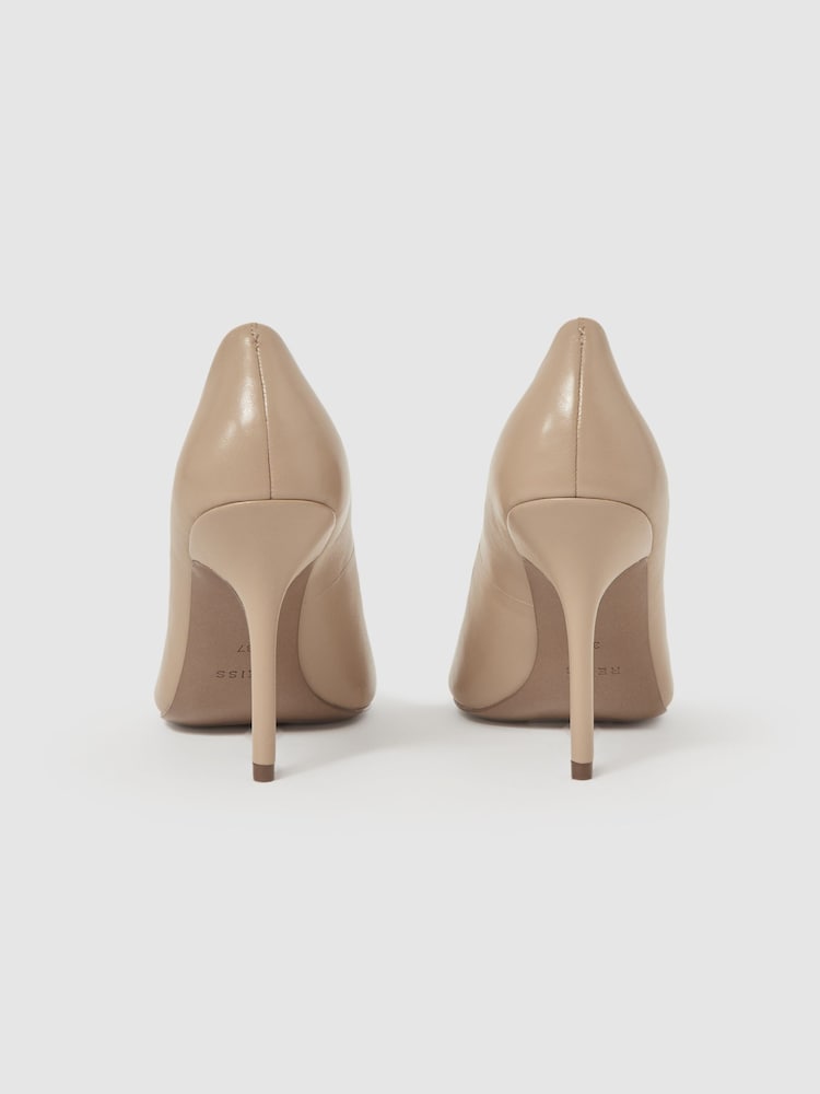 Reiss Nude Isla Leather Peep Toe Court Shoes - Image 4 of 5