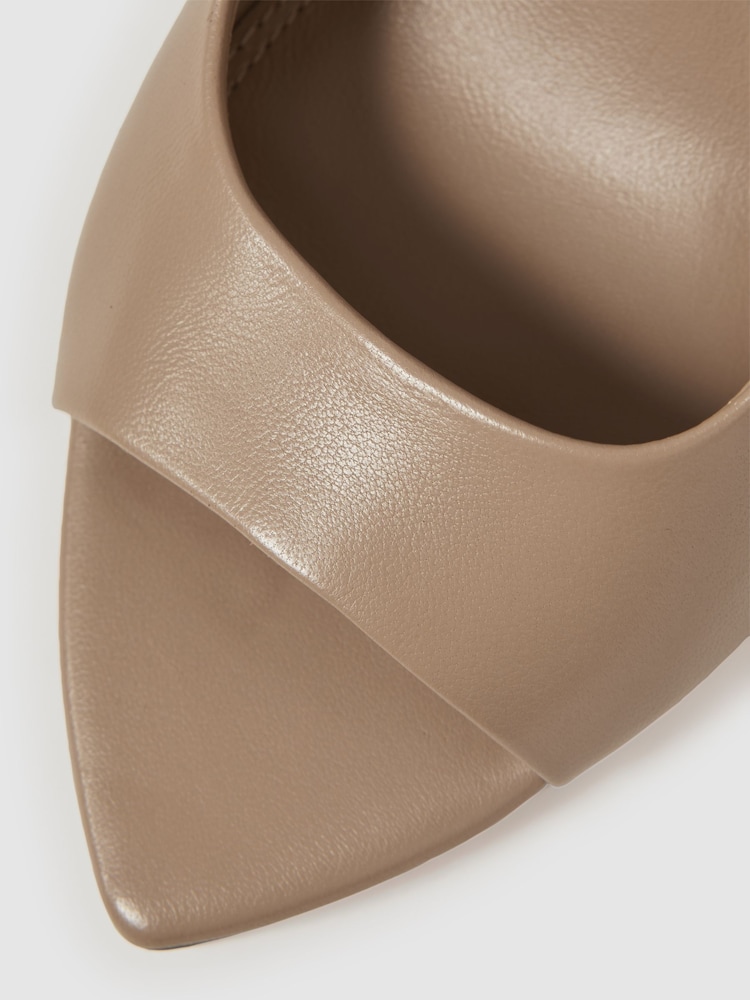 Reiss Nude Isla Leather Peep Toe Court Shoes - Image 5 of 5