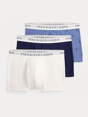 Polo Ralph Lauren White/Navy Blue/Slate Blue Classic Trunks 3 Pack - Image 1 of 6