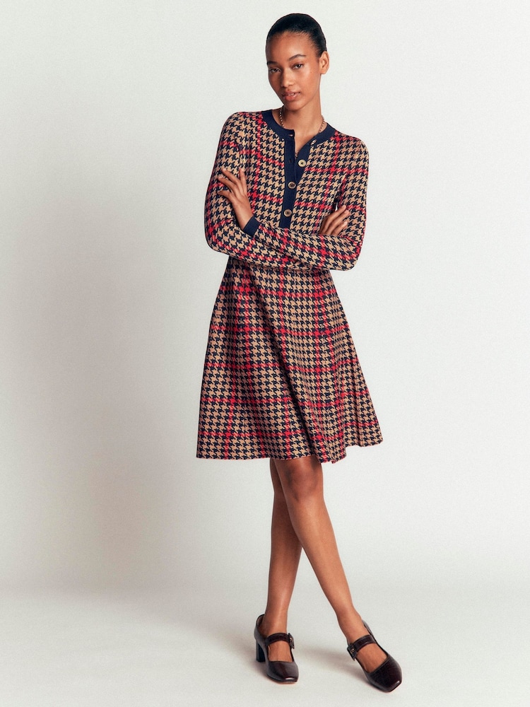 Albastru - Boden Crew Neck Jacquard Dress - Imaginea 1 din 7