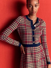 Albastru - Boden Crew Neck Jacquard Dress - Imaginea 2 din 7