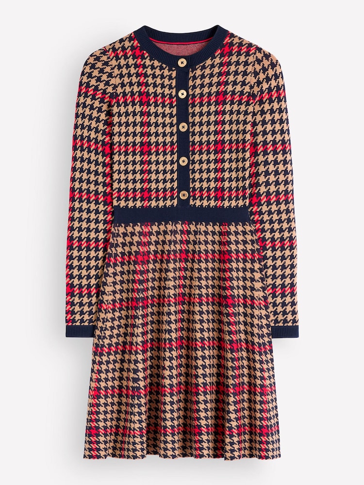 Albastru - Boden Crew Neck Jacquard Dress - Imaginea 7 din 7