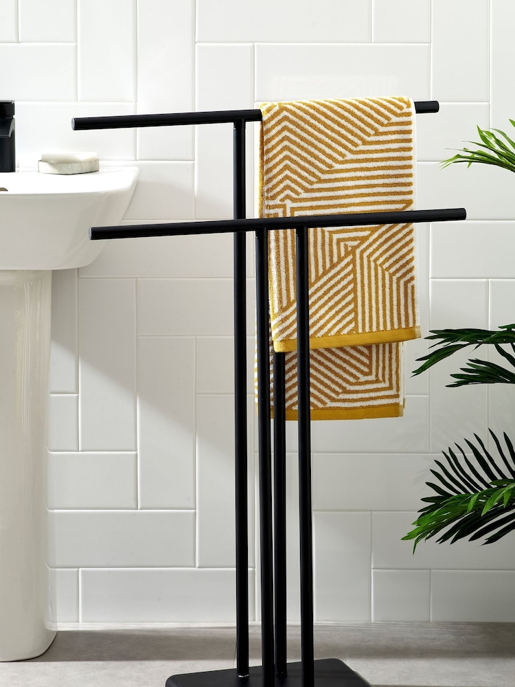 Black Double Freestanding Towel Rail - Image 1 of 4