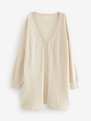 Laura Ashley Cream 100% Cotton Pointelle Lounge Cardigan - Image 6 of 7