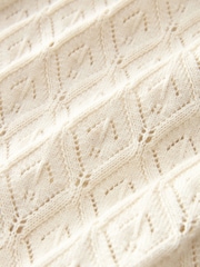 Laura Ashley Cream 100% Cotton Pointelle Lounge Cardigan - Image 7 of 7