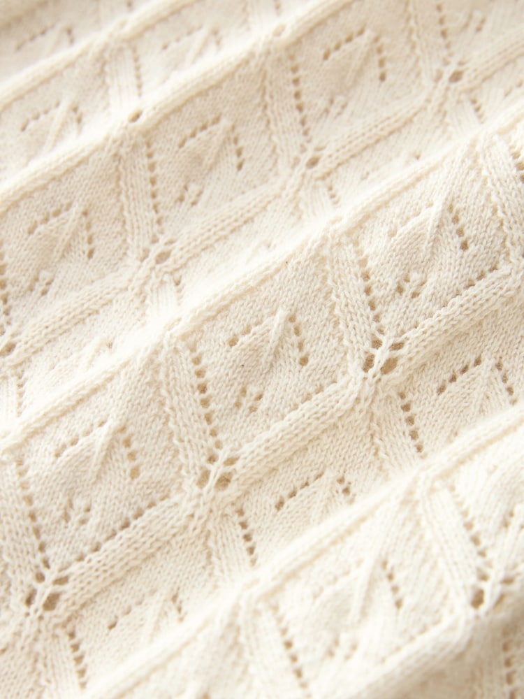 Laura Ashley Cream 100% Cotton Pointelle Lounge Cardigan - Image 7 of 7