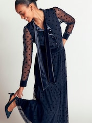 Boden Blue Tie Neck Tiered Tulle Dress - Image 5 of 6