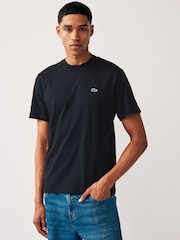 Черный - Трикотажная футболка свободного кроя из 100% хлопка Lacoste - Изображение 1 из 5