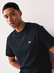Черный - Трикотажная футболка свободного кроя из 100% хлопка Lacoste - Изображение 3 из 5