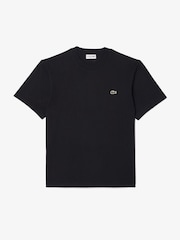 Черный - Трикотажная футболка свободного кроя из 100% хлопка Lacoste - Изображение 4 из 5
