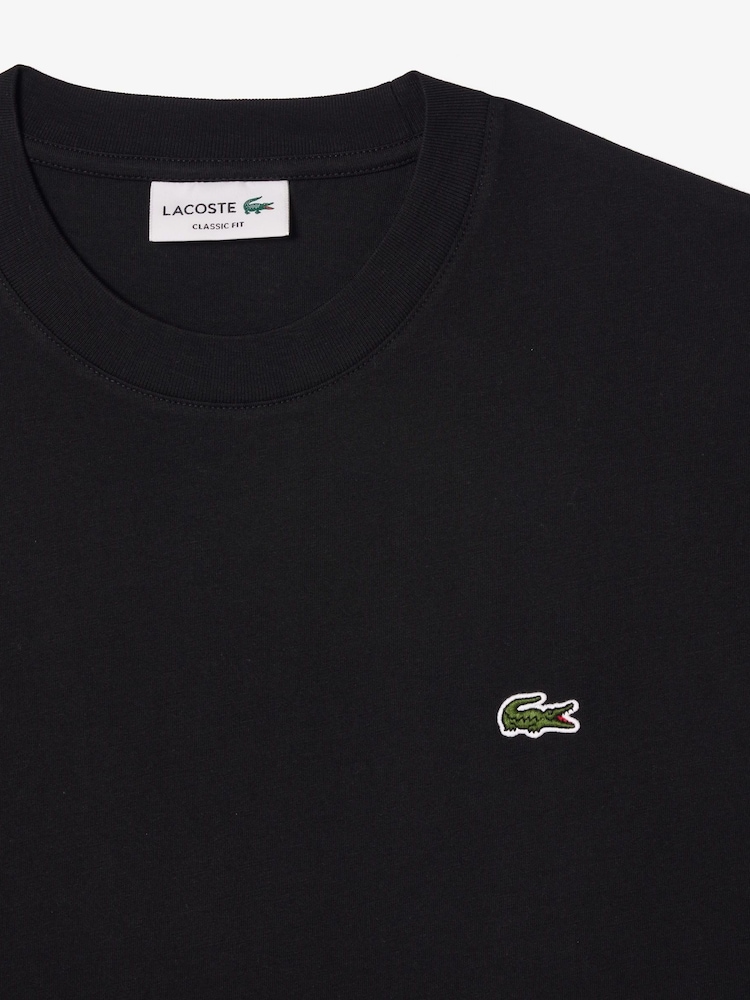 Черный - Трикотажная футболка свободного кроя из 100% хлопка Lacoste - Изображение 5 из 5