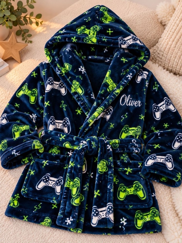 Personalised Gamer Design Maxi Dressing Gown by Lulabay - Image 3 of 3 Personalised Gamer Design Maxi Dressing Gown by Lulabay - Image 3 of 3