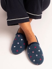 Lunar Blue Flora Navy Slippers - Image 1 of 5