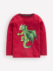 Roșu - Boden Long-Sleeve Superstitch T-Shirt - Imaginea 1 din 3