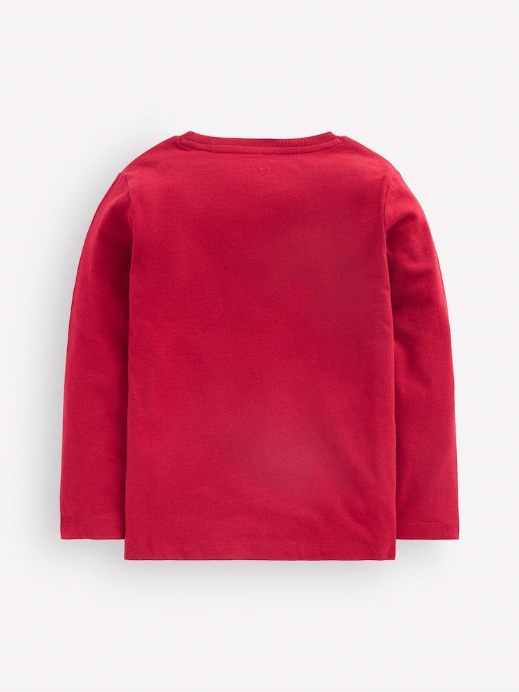 Roșu - Boden Long-Sleeve Superstitch T-Shirt - Imaginea 2 din 3