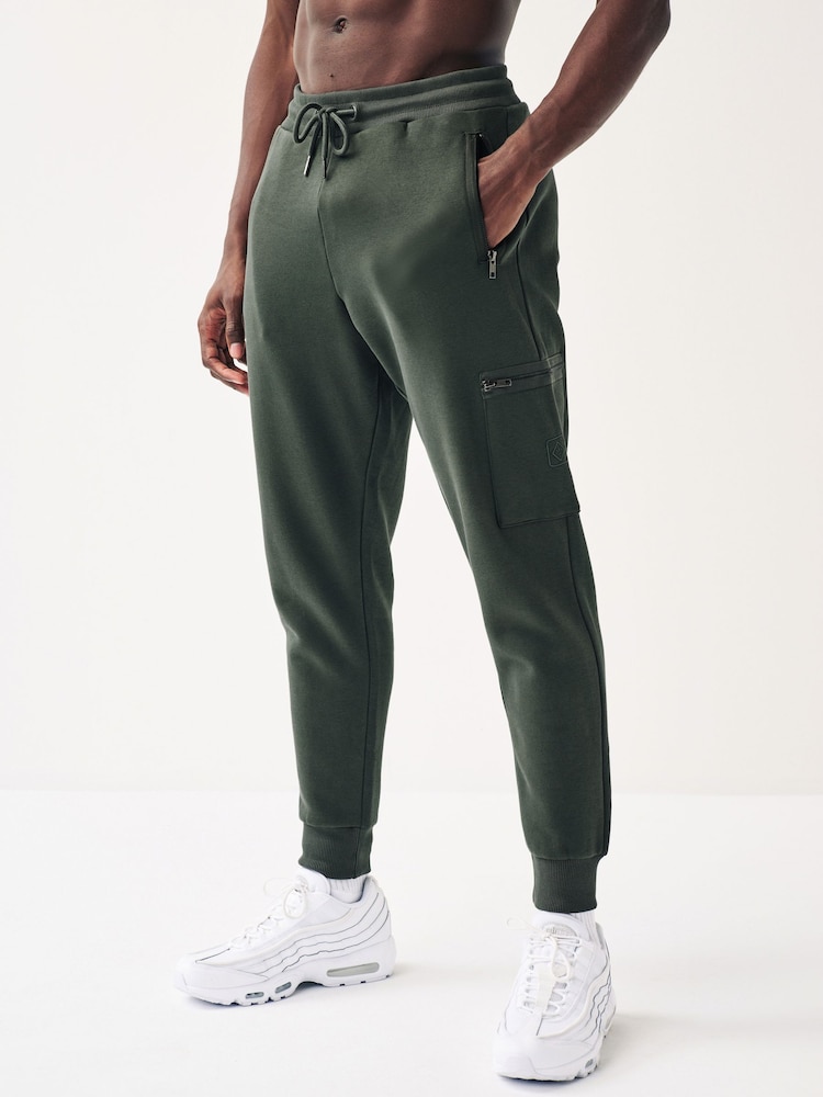 Dark Green Cotton Rich Cargo Utility Joggers - Image 1 of 7