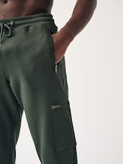 Dark Green Cotton Rich Cargo Utility Joggers - Image 4 of 7