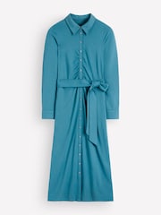 Boden Storm Blue Ruched Jersey Shirt Dress - Image 5 of 5