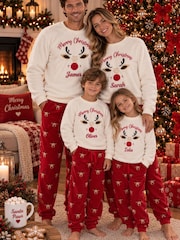 Personalised Christmas Reindeer Fleece Pyjamas by Lulabay - Image 2 of 3