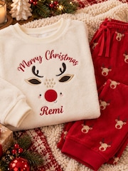 Personalised Christmas Reindeer Fleece Pyjamas by Lulabay - Image 3 of 3