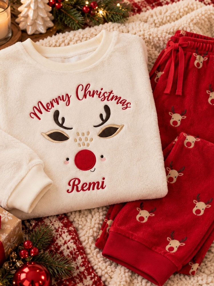 Personalised Christmas Reindeer Fleece Pyjamas by Lulabay - Image 3 of 3 Personalised Christmas Reindeer Fleece Pyjamas by Lulabay - Image 3 of 3