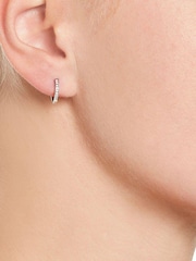 Beaverbrooks 9ct White Silver Diamond Hoop Earrings - Image 2 of 4