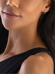 Beaverbrooks 9ct White Silver Diamond Hoop Earrings - Image 3 of 4