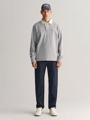 GANT Marine Blue Slim Fit Twill Trousers - Image 3 of 9