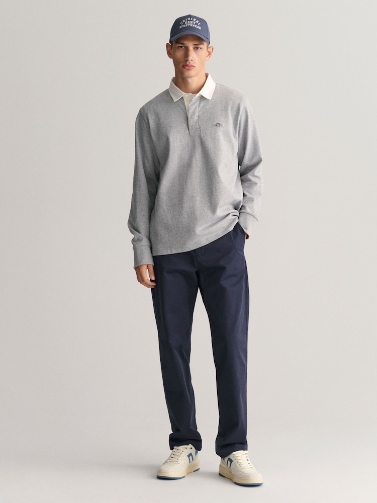 GANT Marine Blue Slim Fit Twill Trousers - Image 4 of 9