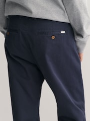 GANT Marine Blue Slim Fit Twill Trousers - Image 5 of 9