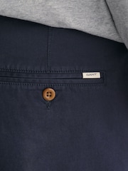 GANT Marine Blue Slim Fit Twill Trousers - Image 6 of 9