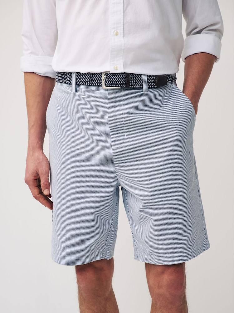 Light Blue Belted 100% Cotton Chino Shorts - Image 1 of 4 Light Blue Belted 100% Cotton Chino Shorts - Image 1 of 4